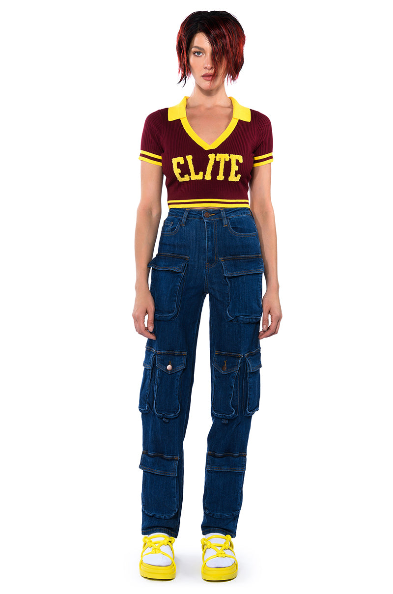 Extra View Aggie High Rise Denim Cargo Pants