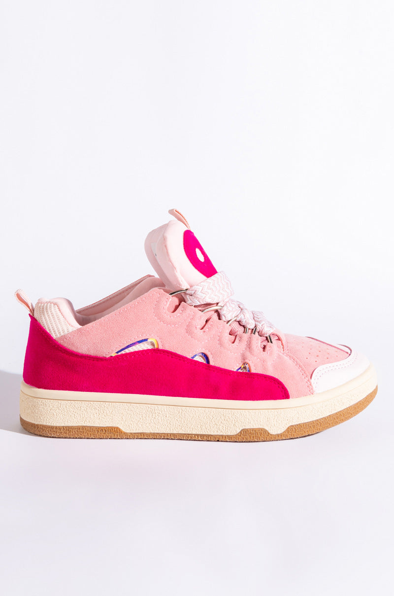 Back View Akira Eclipse Flat Sneaker In Pink