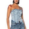 Front View Alex Acid Wash Denim Cargo Corset