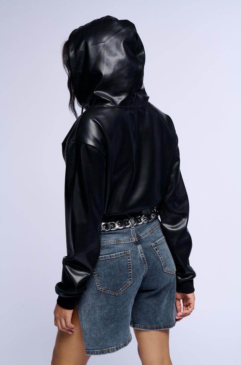Extra View Alex Faux Leather Zip Front Sweatshirt 5