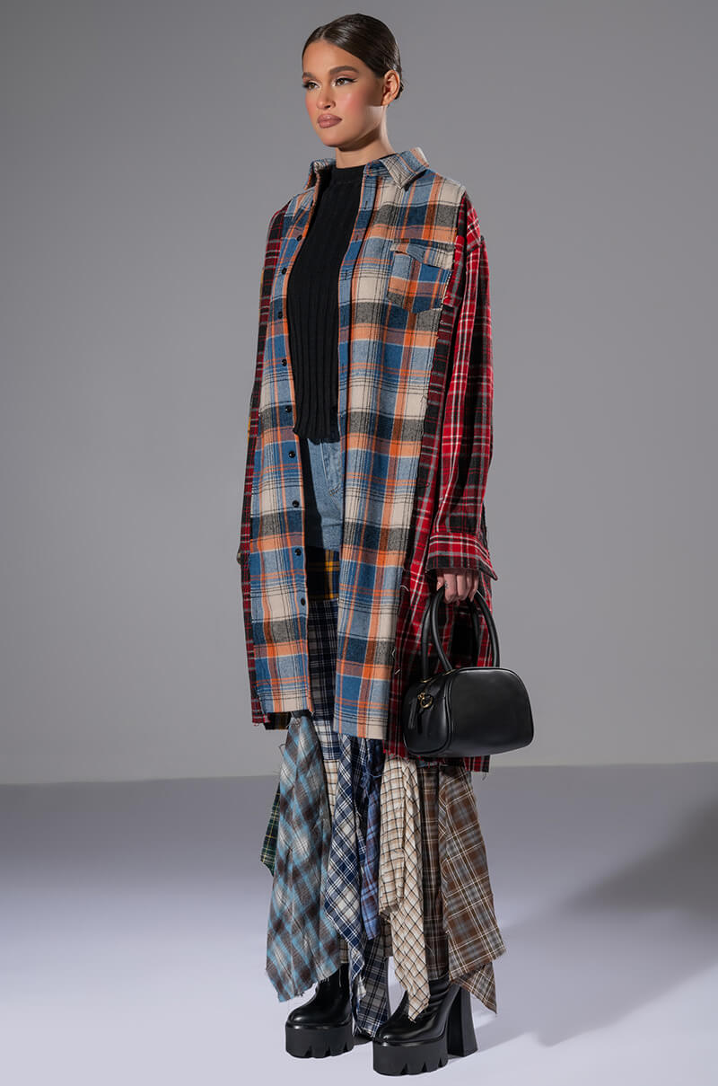 Extra View Alexa Plaid Patchwork Flared Jeans