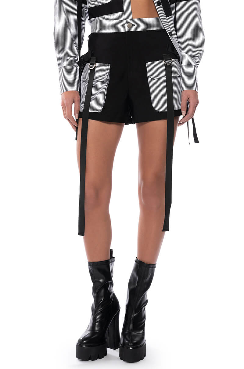 Front View Alice Striped Cargo Shorts
