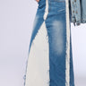 Front View Alicia French Terry Denim Mix Maxi Skirt