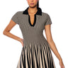 Front View Alina Pleated Knit Fit And Flare Mini Dress