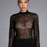 Front View All About Me Mesh Long Sleeve Bodysuit