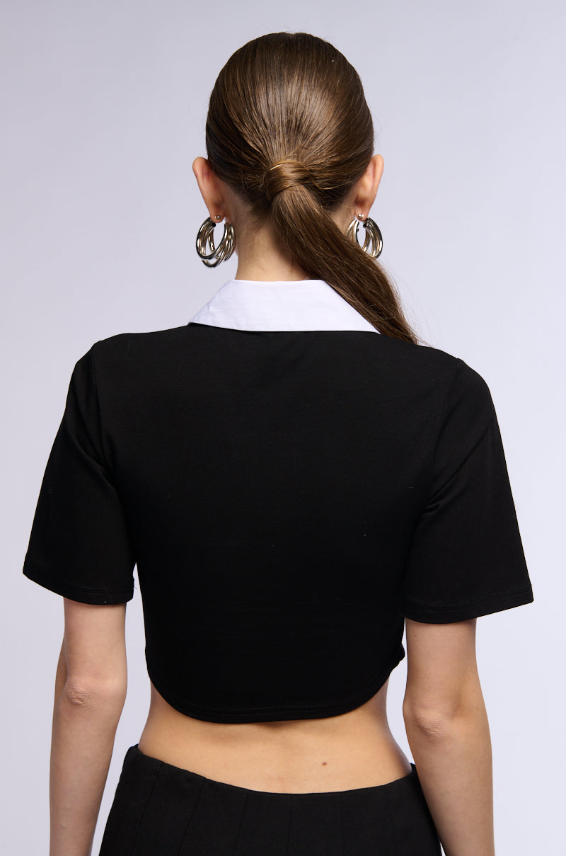 Detail View All Business Collared Crop Top