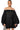 Front View All By Myself Long Sleeve Flowy Mini Dress In Black