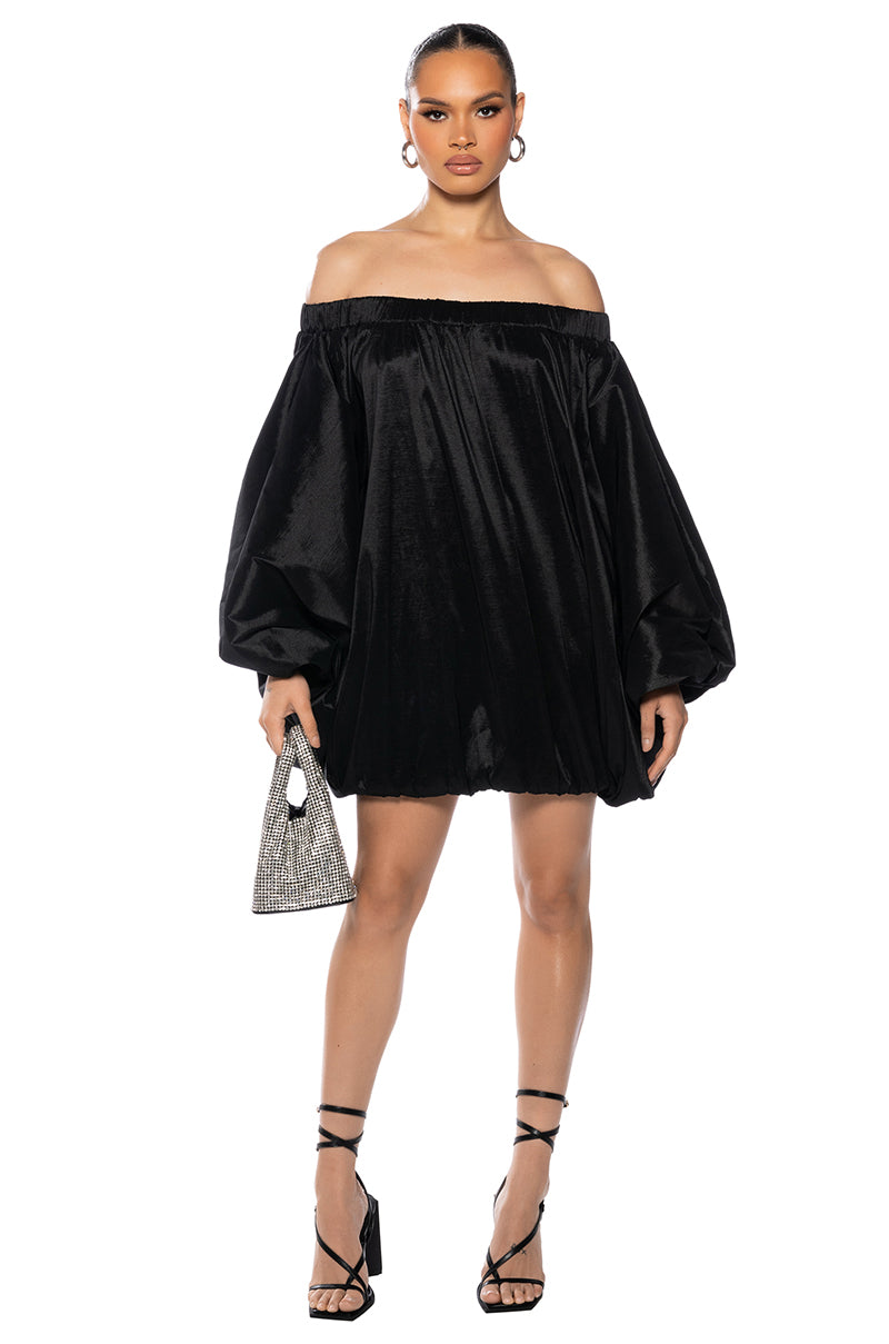 ALL BY MYSELF LONG SLEEVE FLOWY MINI DRESS IN BLACK AKIRA ALL BY MYSELF LONG SLEEVE FLOWY MINI DRESS IN BLACK AKIRA