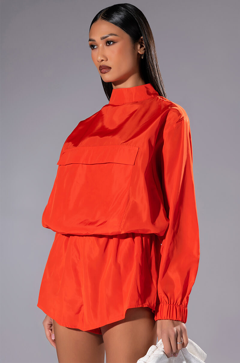 ALL DAY ERRANDS LIGHT WEIGHT ROMPER IN ORANGE view 0