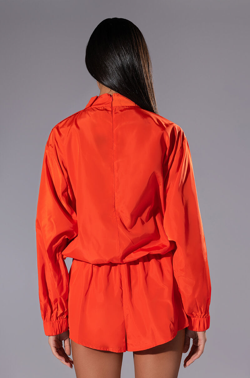 Full View All Day Errands Lightweight Romper In Orange