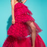 Front View All Eyes On Me High Low Tulle Dress in Pink Multi