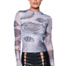 Front View All Eyes On You Mesh Gloved Shirt