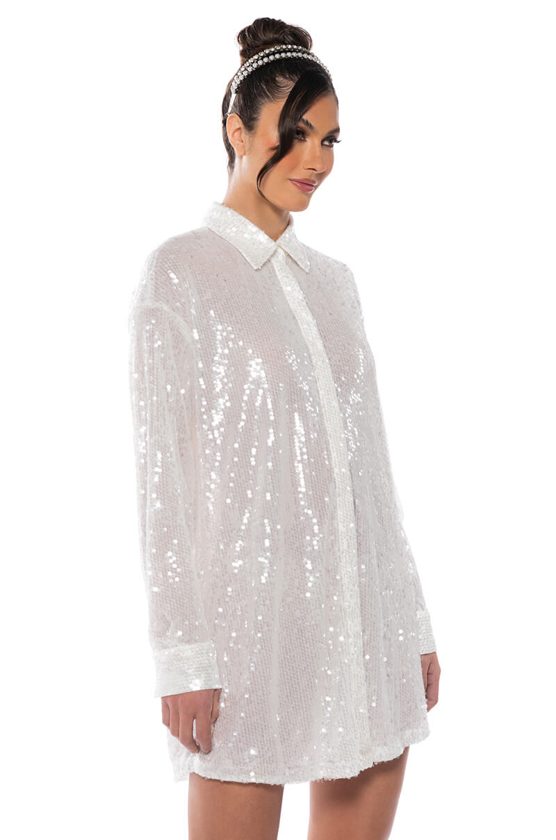 Side View All I Do Is Shine Sequin Mini Dress