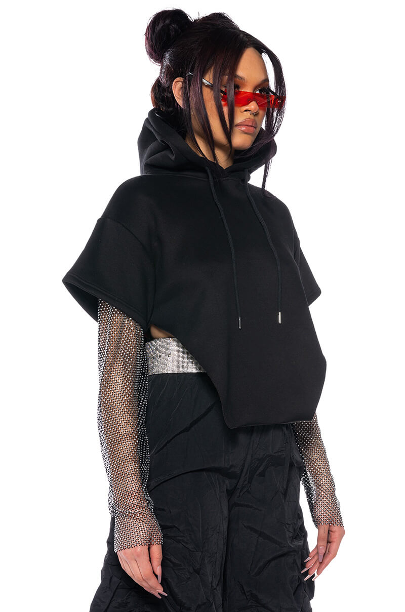 Side View All I Got Short Sleeve Rhinestone Detail Hoodie 2