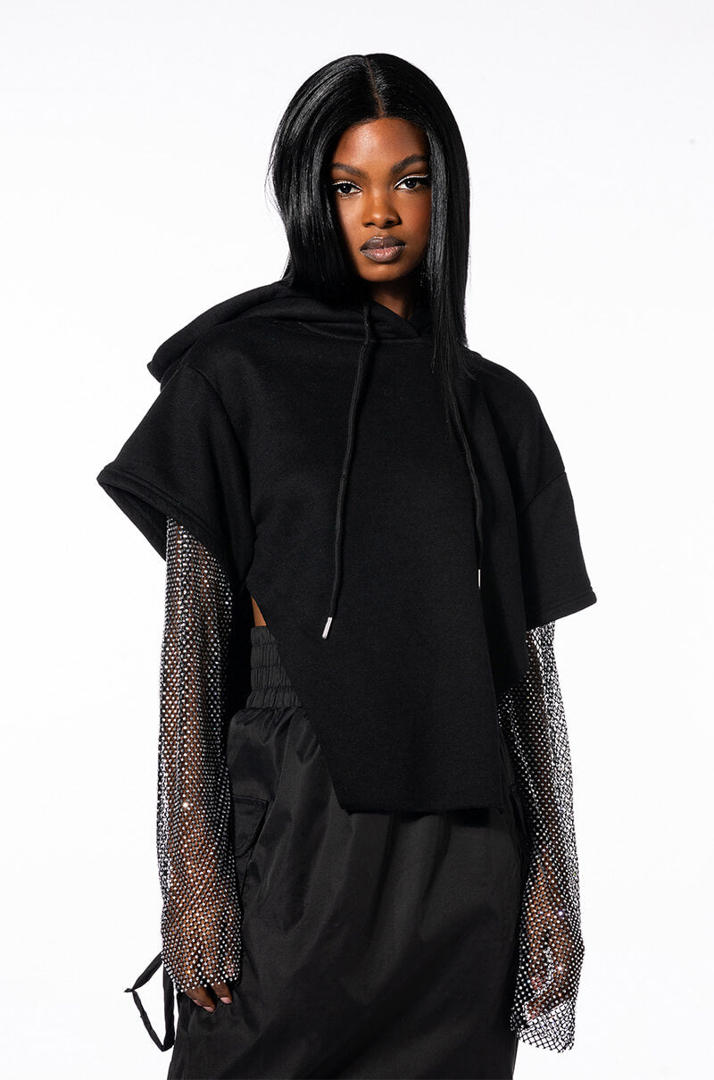 Detail View All I Got Short Sleeve Rhinestone Detail Hoodie 7