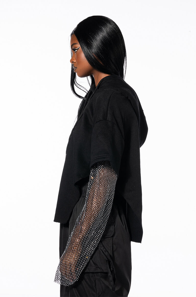 Full View All I Got Short Sleeve Rhinestone Detail Hoodie 9