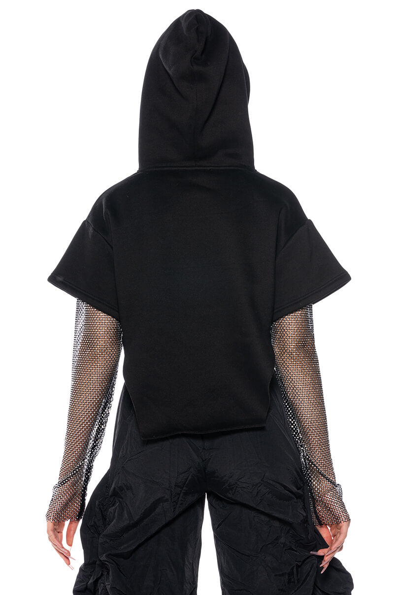 Extra View All I Got Short Sleeve Rhinestone Detail Hoodie 10