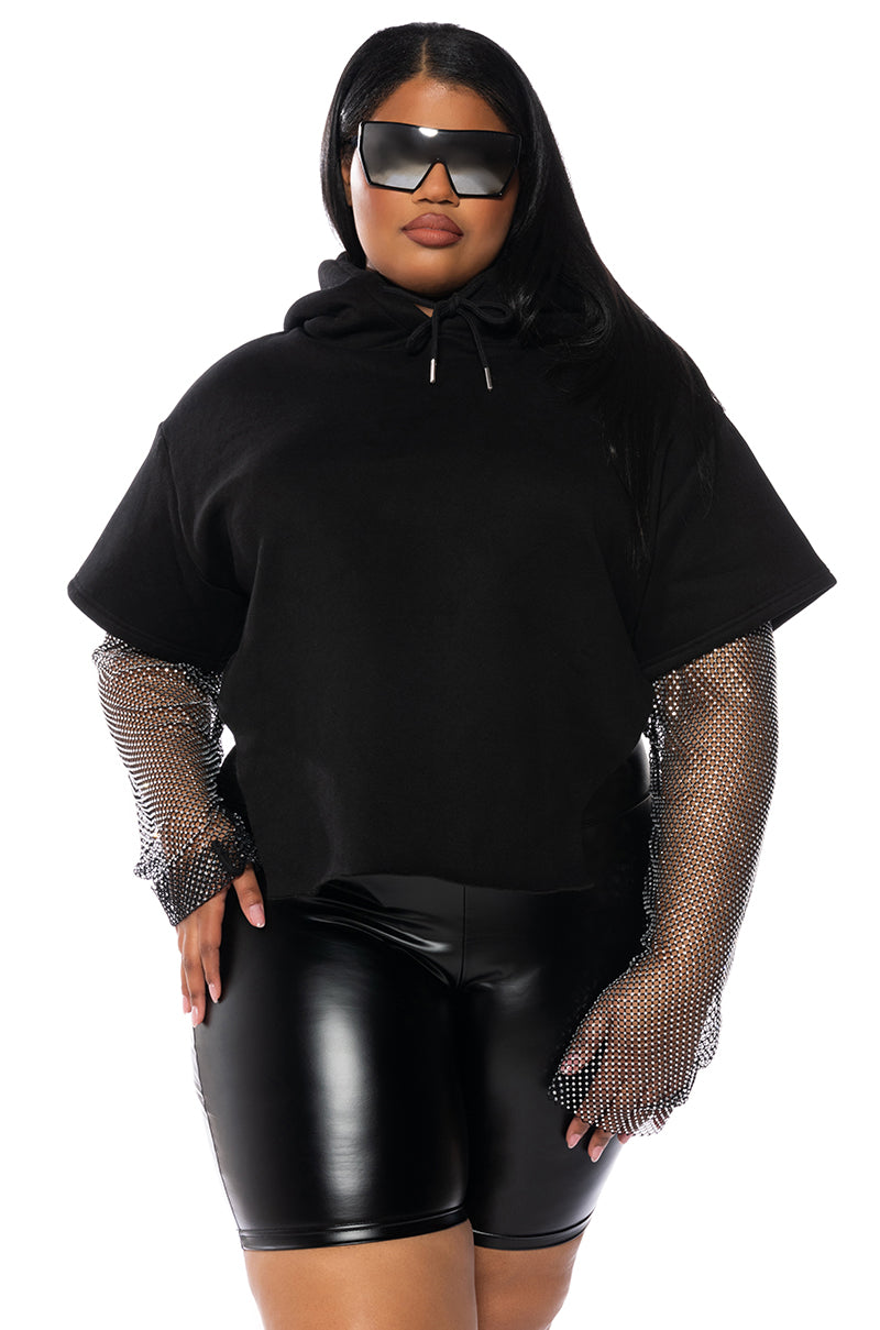 Extra View All I Got Short Sleeve Rhinestone Detail Hoodie 12