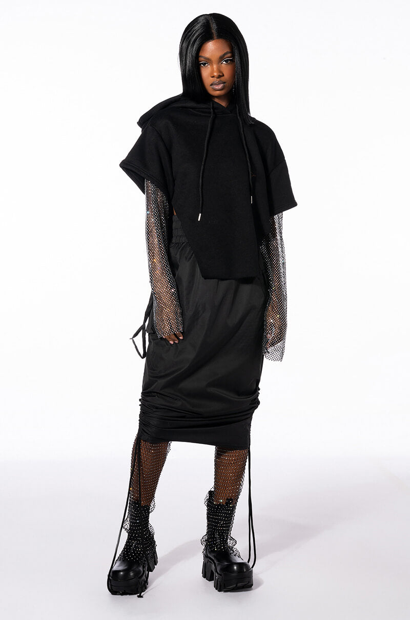 Extra View All I Got Short Sleeve Rhinestone Detail Hoodie 15