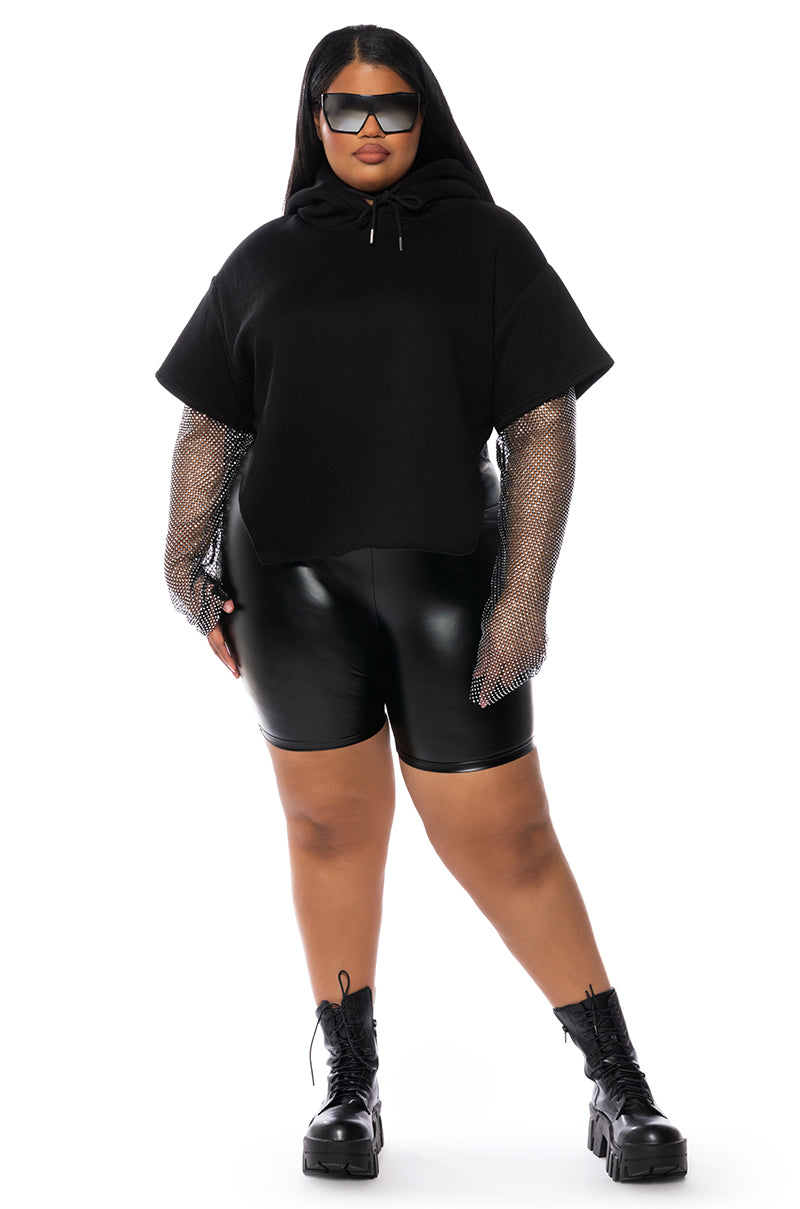 Extra View All I Got Short Sleeve Rhinestone Detail Hoodie 14