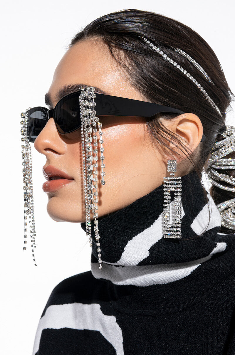 Side View All I Want Is Everything Rhinestone Sunnies