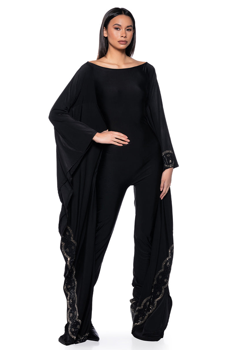 Front View All In The Details Embellished Oversize Jumpsuit 0