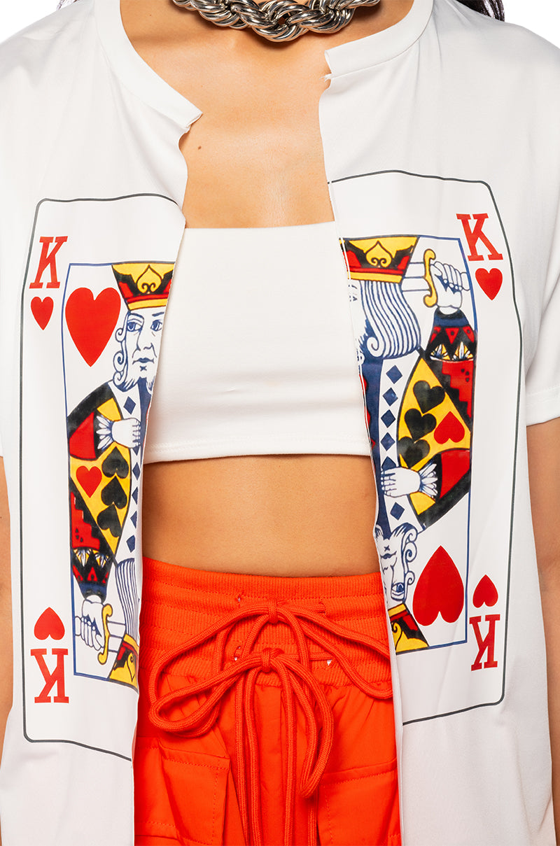 Full View All Kings Tie Front Graphic T Shirt