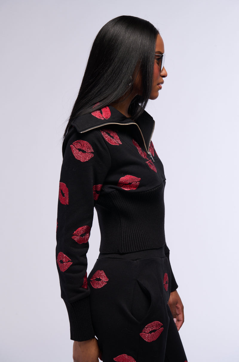 Side View All My Kisses Quarter Zip Sweatshirt