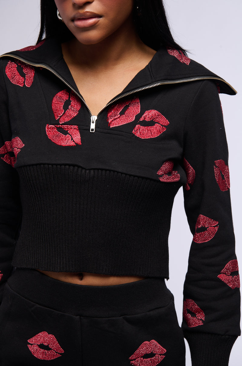 Extra View All My Kisses Quarter Zip Sweatshirt