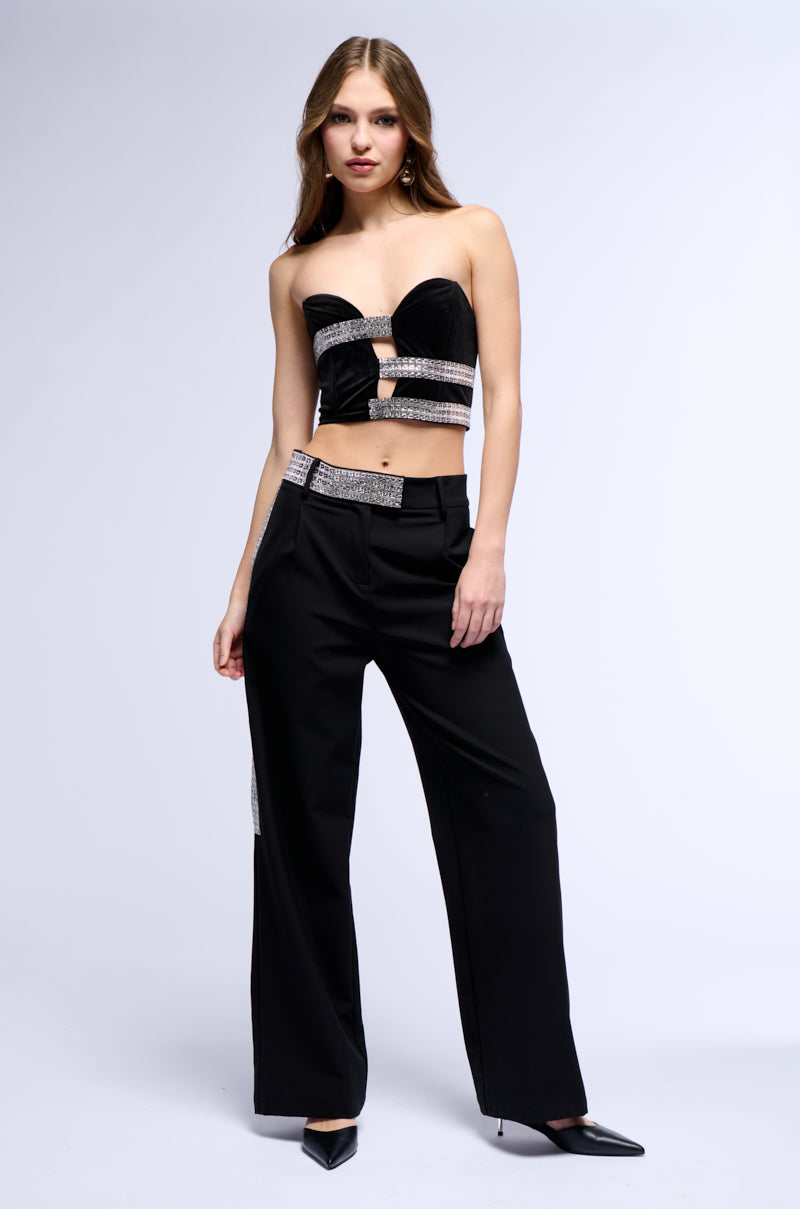 Back View All Night Dream Embellished Wide Leg Trouser
