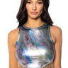 Front View All Night Rhinestone Fringe Tie Dye Tank Top