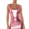 Front View All Of The Lights Sleeveless Metallic Bodycon Dress