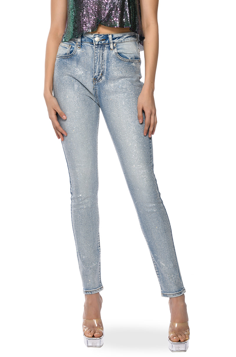 Front View All Over Bling Jeans
