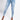 Front View All Over Lace Up Back Skinny Jeans in Light Blue Denim