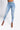 Front View All Over Lace Up Back Skinny Jeans in Light Blue Denim