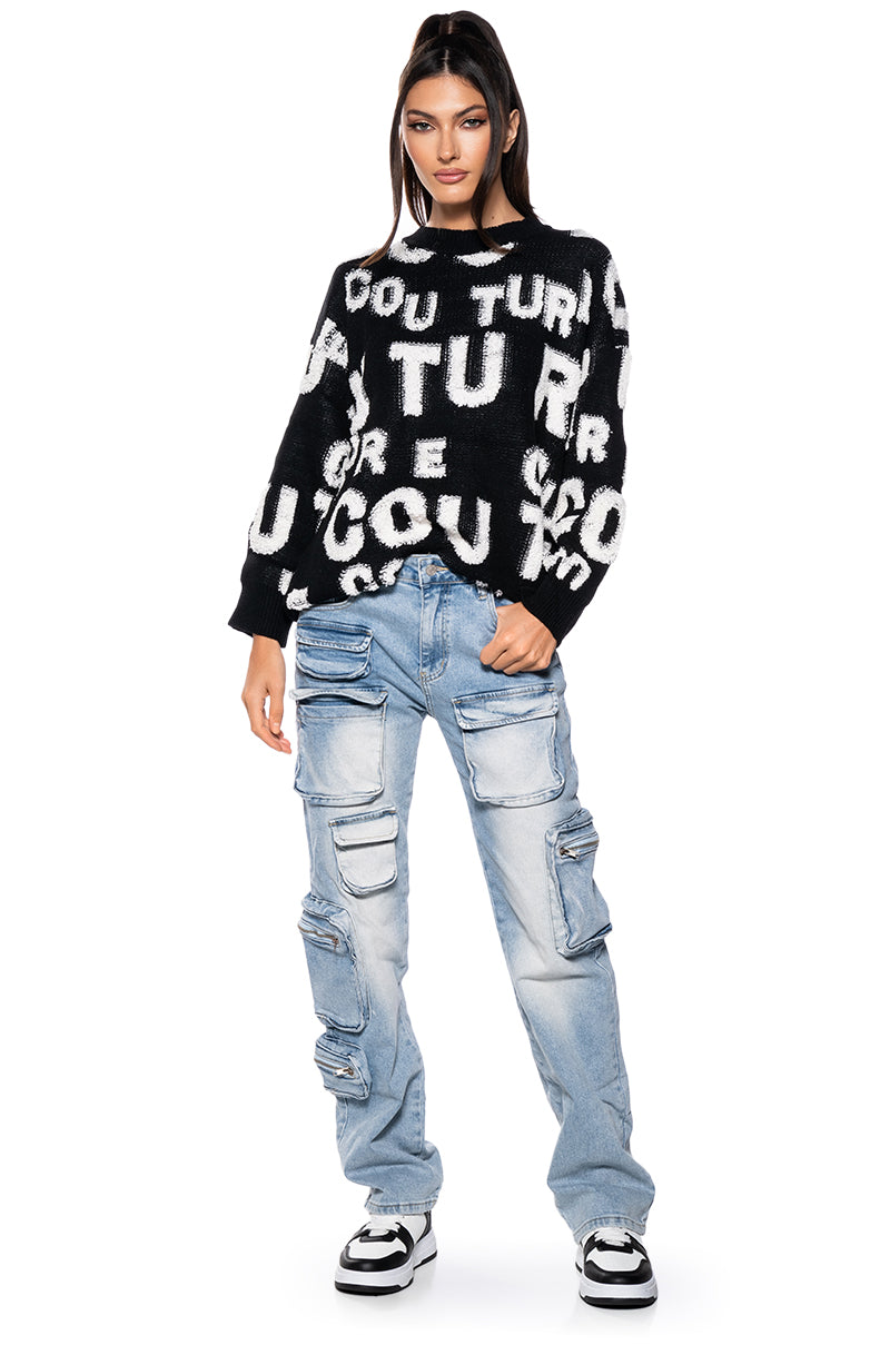 Side View All Over Pocket Detail Relaxed Fit Jeans