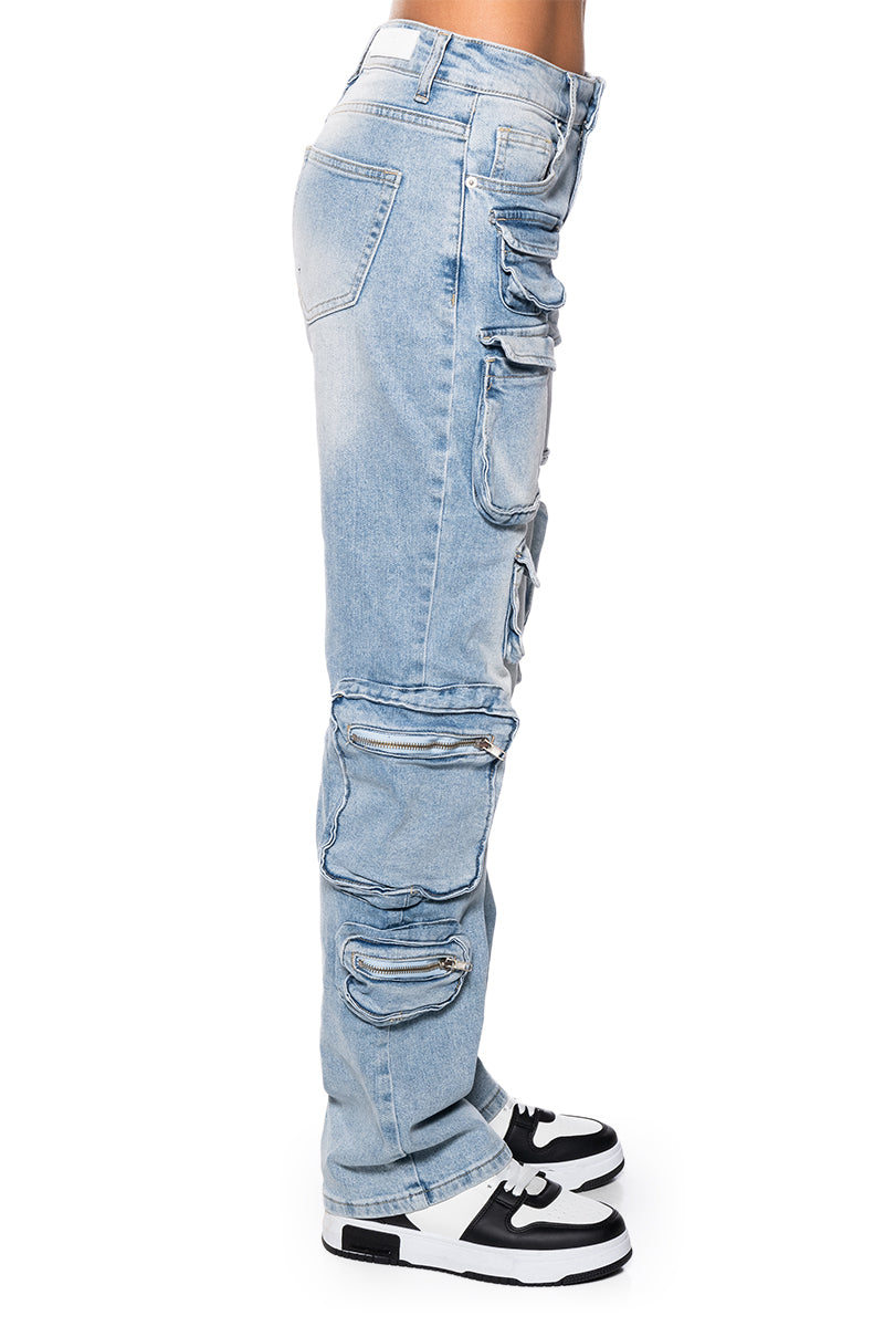 Detail View All Over Pocket Detail Relaxed Fit Jeans