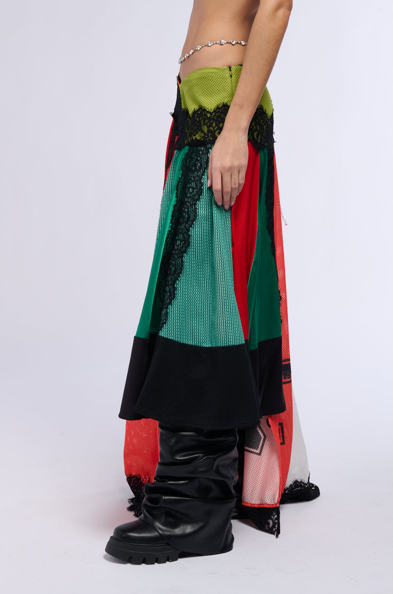 Side View All Over The Place Color Block Maxi Skirt