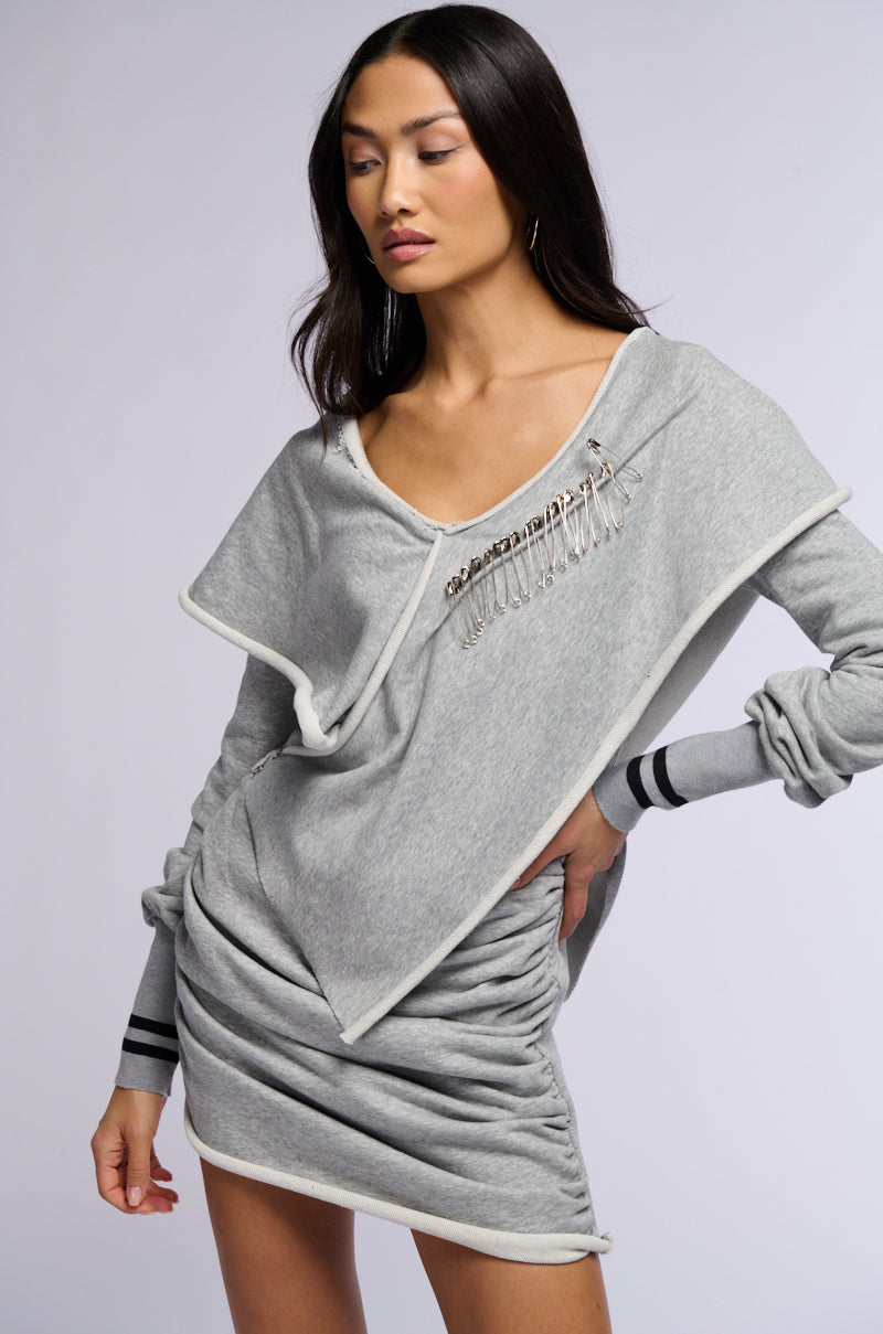 Side View All Patched Up Safety Pin Mini Dress