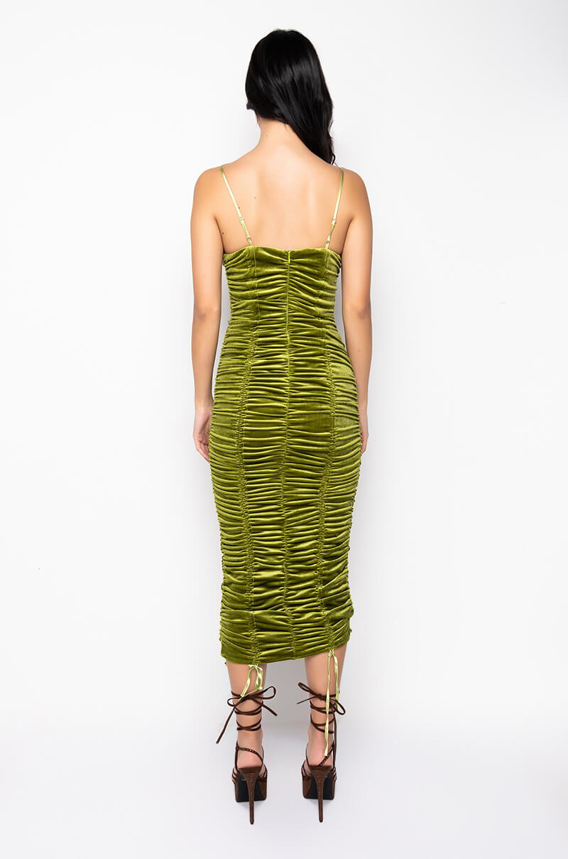 Full View All Ruched Up Velvt Midi Dress