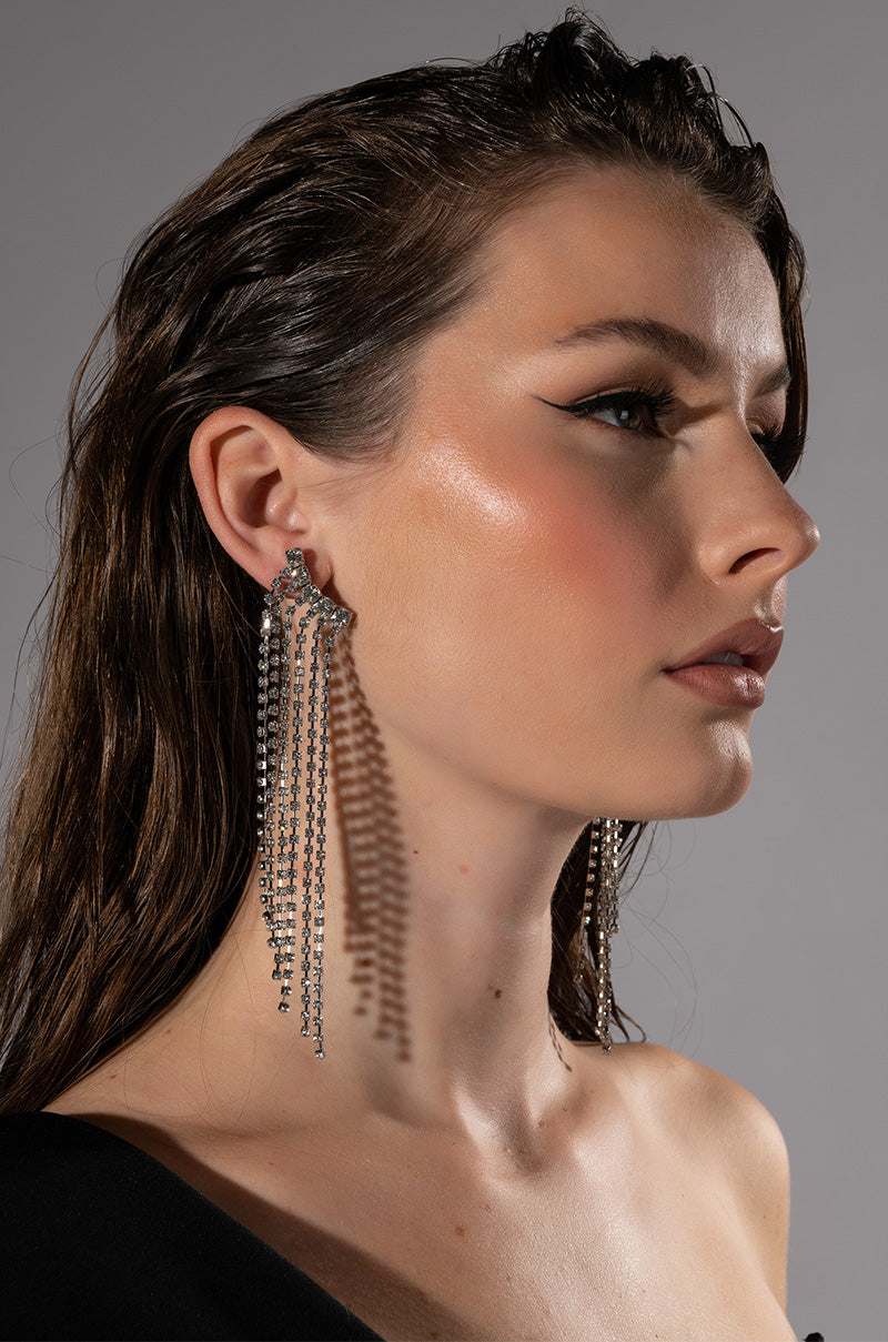 Front View All That Glitters Cascading Rhinestone Earrings 0