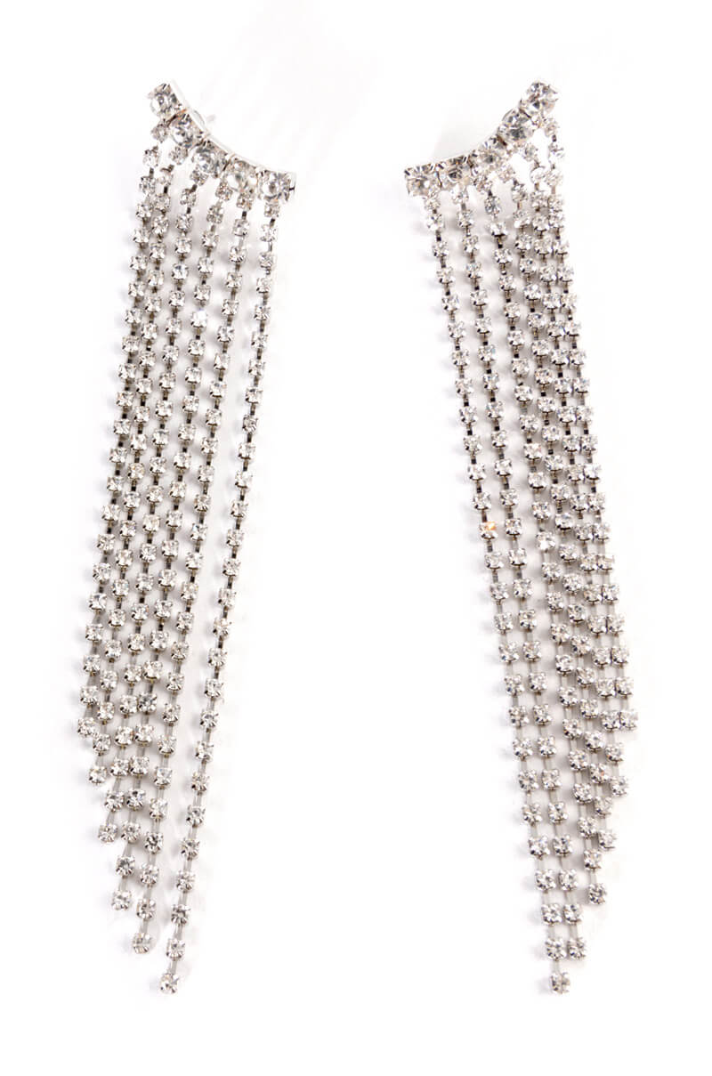 Side View All That Glitters Cascading Rhinestone Earrings 1