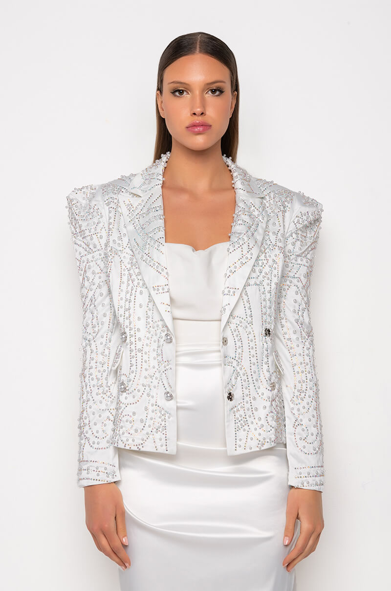 Detail View All That Glitters Pearl Embellished Blazer