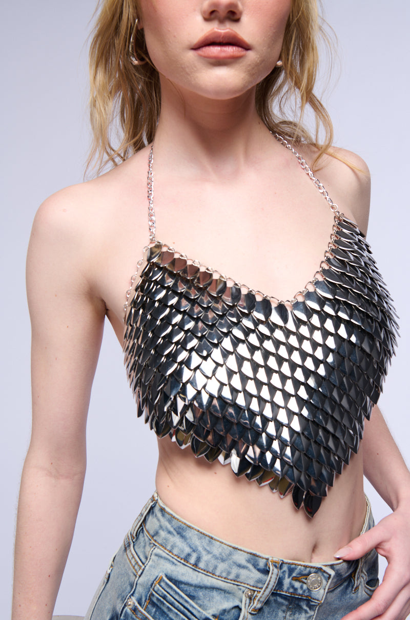 ALL THE GLAMOUR SLEEVELESS CHAIN BRA TOP view 0
