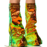 Front View All The Way Down Belted Foldover Boot In Metallic Multi