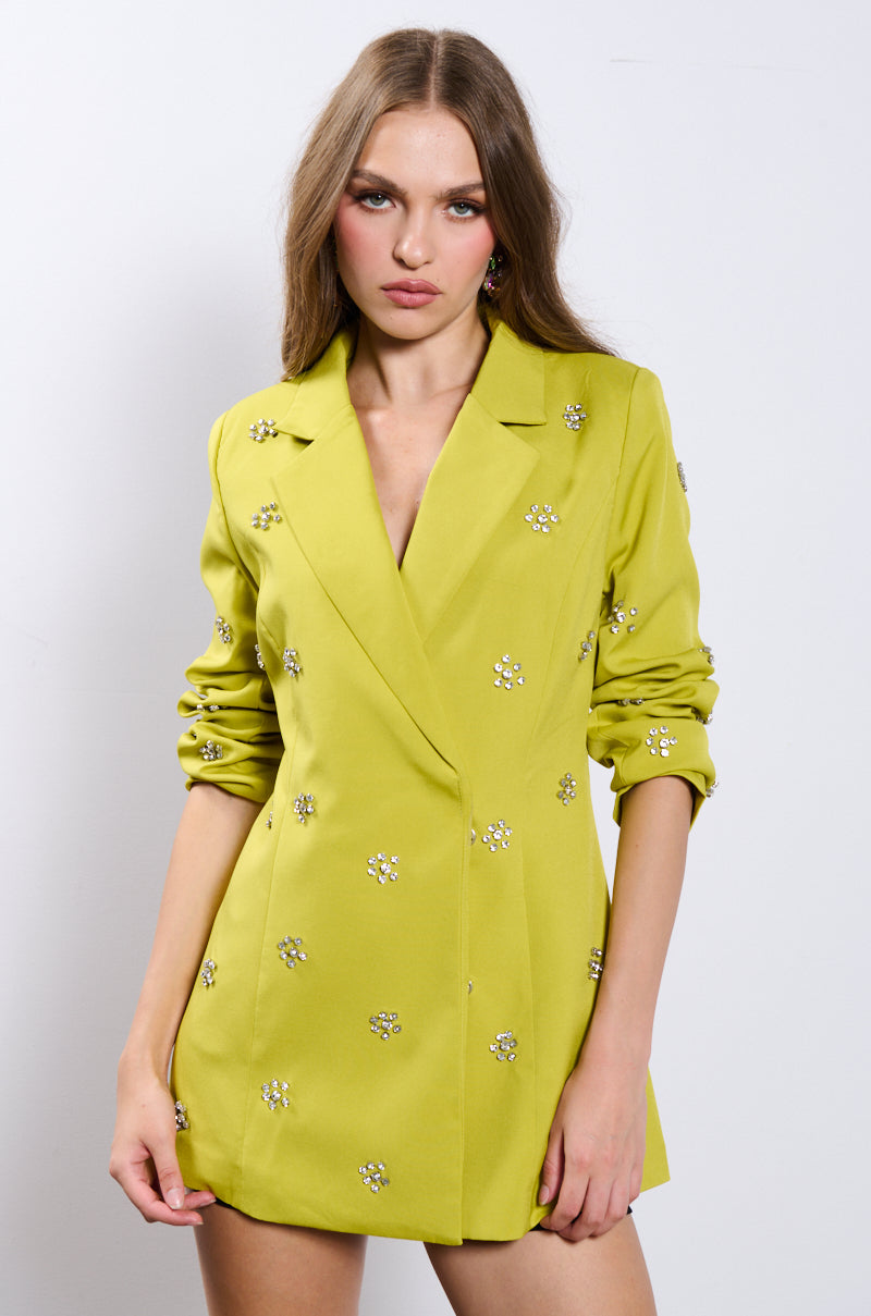 Side View All The Way Up Embellished Blazer