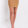 Front View All Tied Up Mini Bandage Skirt in Beige