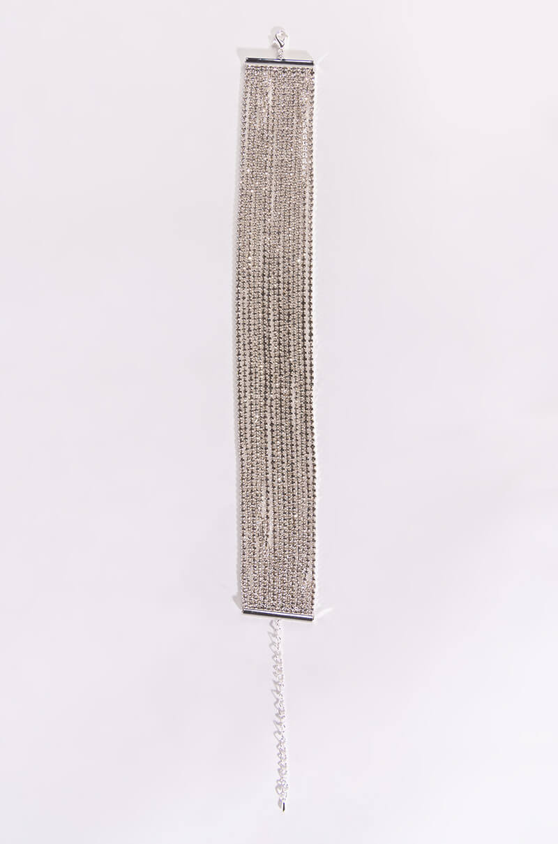Side View All Tings Icy Layered Rhinestone Choker