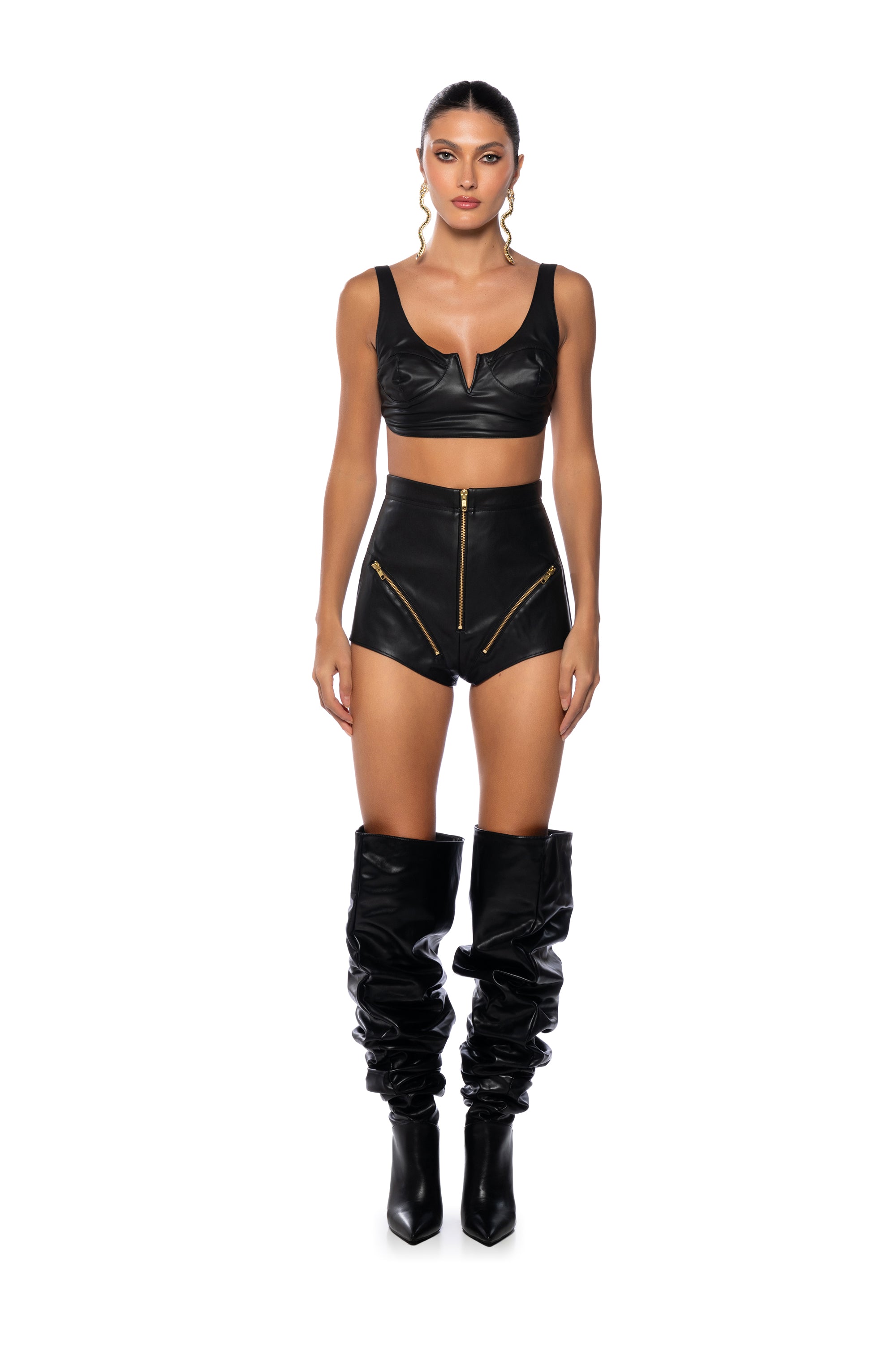 Extra View All Zipped Up Faux Leather Booty Short