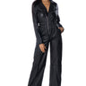 Front View Alley Cat Faux Leather Jumpsuit